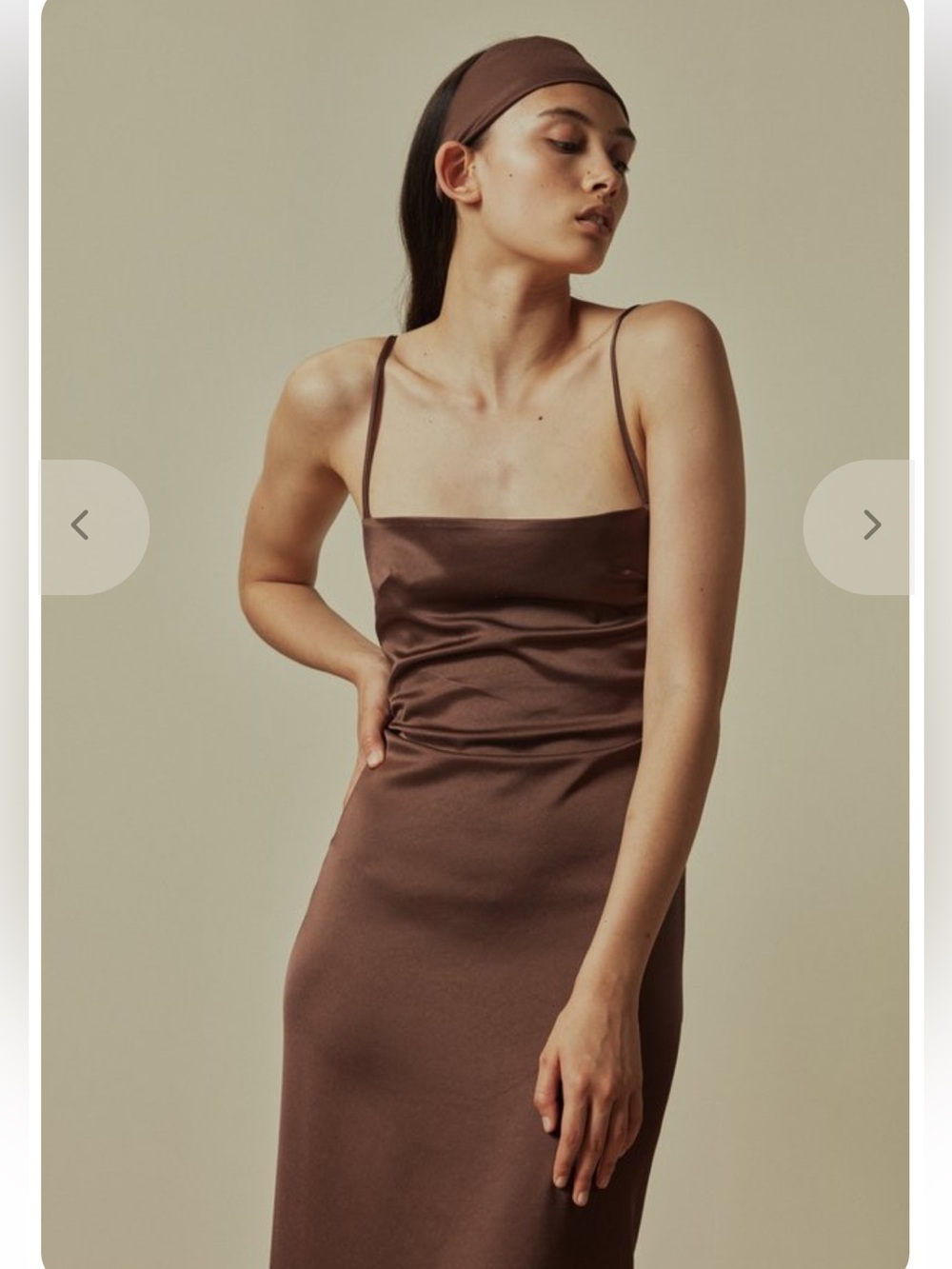 Paris Georgia Satin Slip Dress in Brown xs